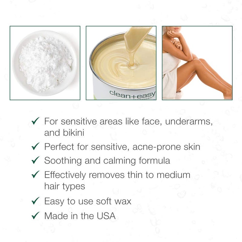 Clean + Easy Zinc Oxide Ultra Sensitive Soft Wax for Hair Removal - Depilatory Wax for Sensitive Skin, Removes Fine to Medium Hair, DIY Waxing, 14oz - Image 4